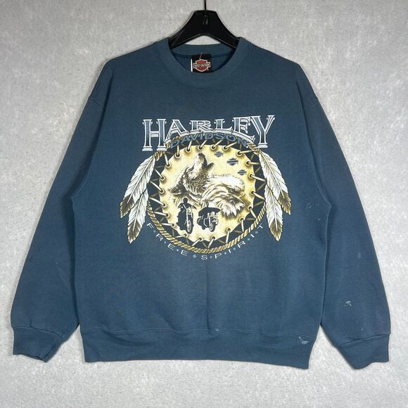 VTG 90's HARLEY DAVIDSON Crewneck Sweatshirt Men’s XL Hartford CT Hanes Tag